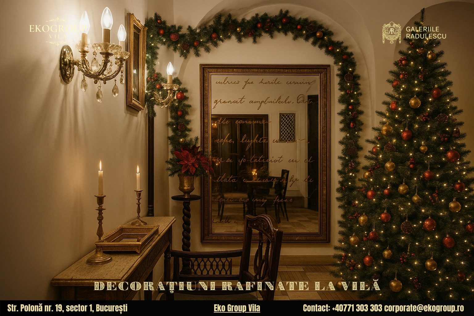 Decoratiuni de Craciun în stil interbelic: Eleganța nobiliară a Eko Group Vila în cadrul expoziției Crăciunul anilor ’30